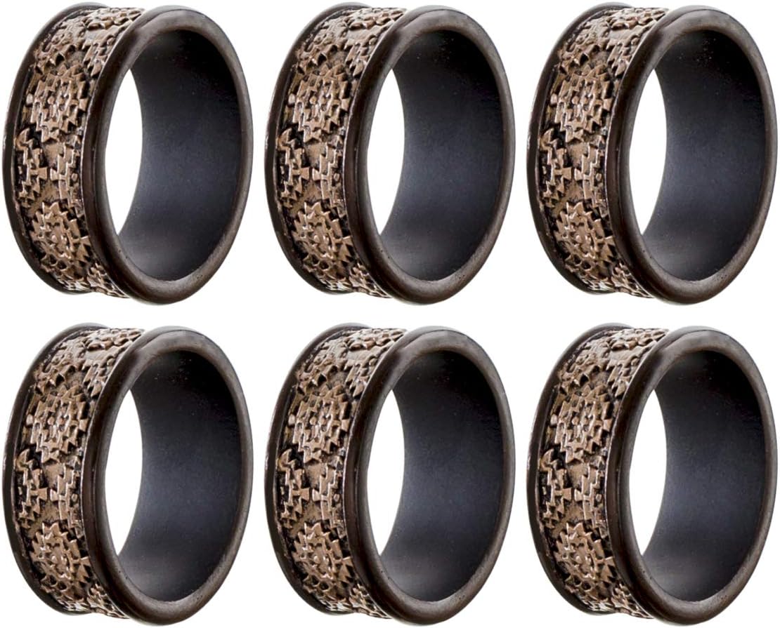 Creative Scents Dublin Napkin Rings Set of 6 - Elegant Dining Table Decor Napkin Holder Rings - Rustic Table Setting Decorations for Thanksgiving, Fall, Holiday Dinner (Coffee Brown): Home & Kitchen