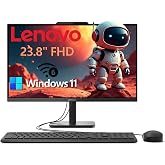 Lenovo 23.8" Intel 4-Core 8GB 256GB SSD All-in-One Desktop Computer | FHD AIO Display, WiFi 6, Windows 11, 2026 Edition, Home Office, Everyday Tasks
