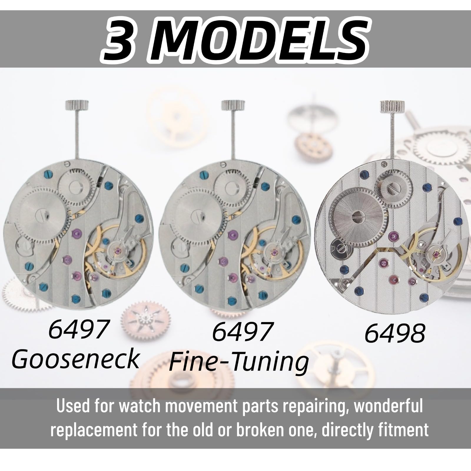 DHASUWT Watch Movement Replacement Part, 6497 and 6498/ST3600, Automatic Mechanical Watch Movement for Repairing Maintenance