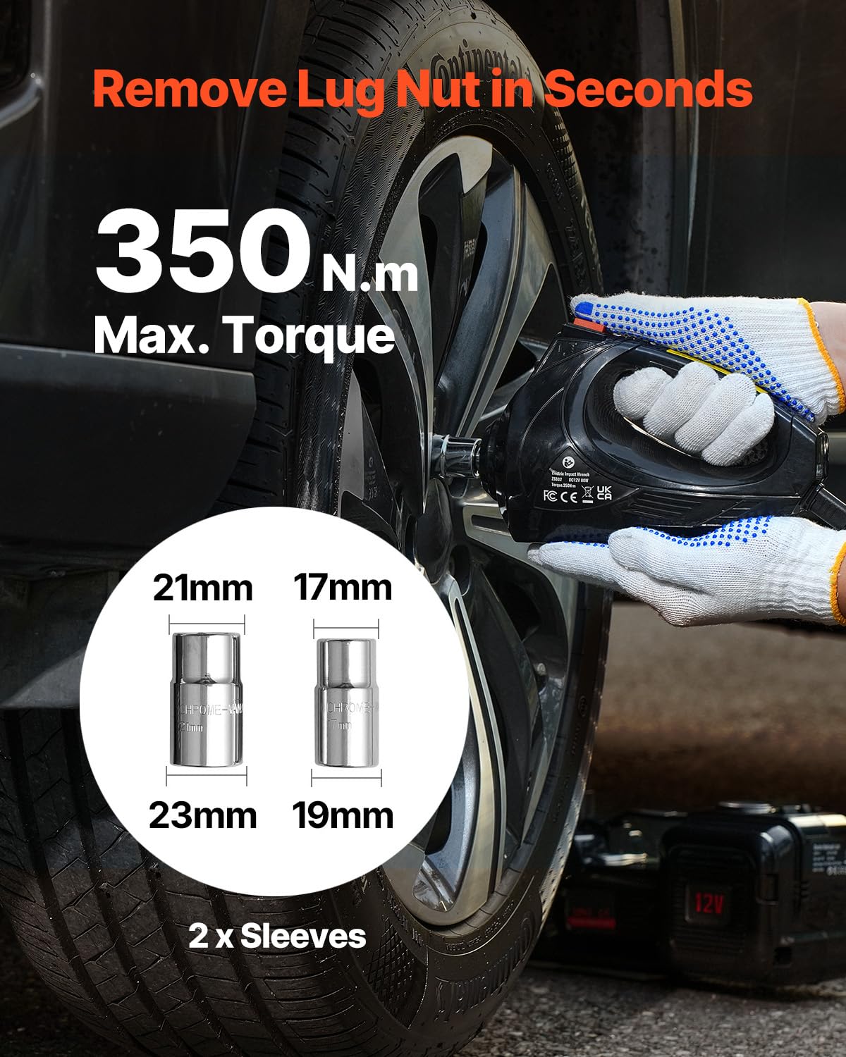 VEVOR elektrischer Wagenheber 5 t elektrischer Scherenwagenheber mit eingebauter Pumpe, 12-V-Reifenwechselersatz mit elektrischem Schlagschrauber & LED-Licht, Wagenheber-Set für Limousine SUV LKW 5