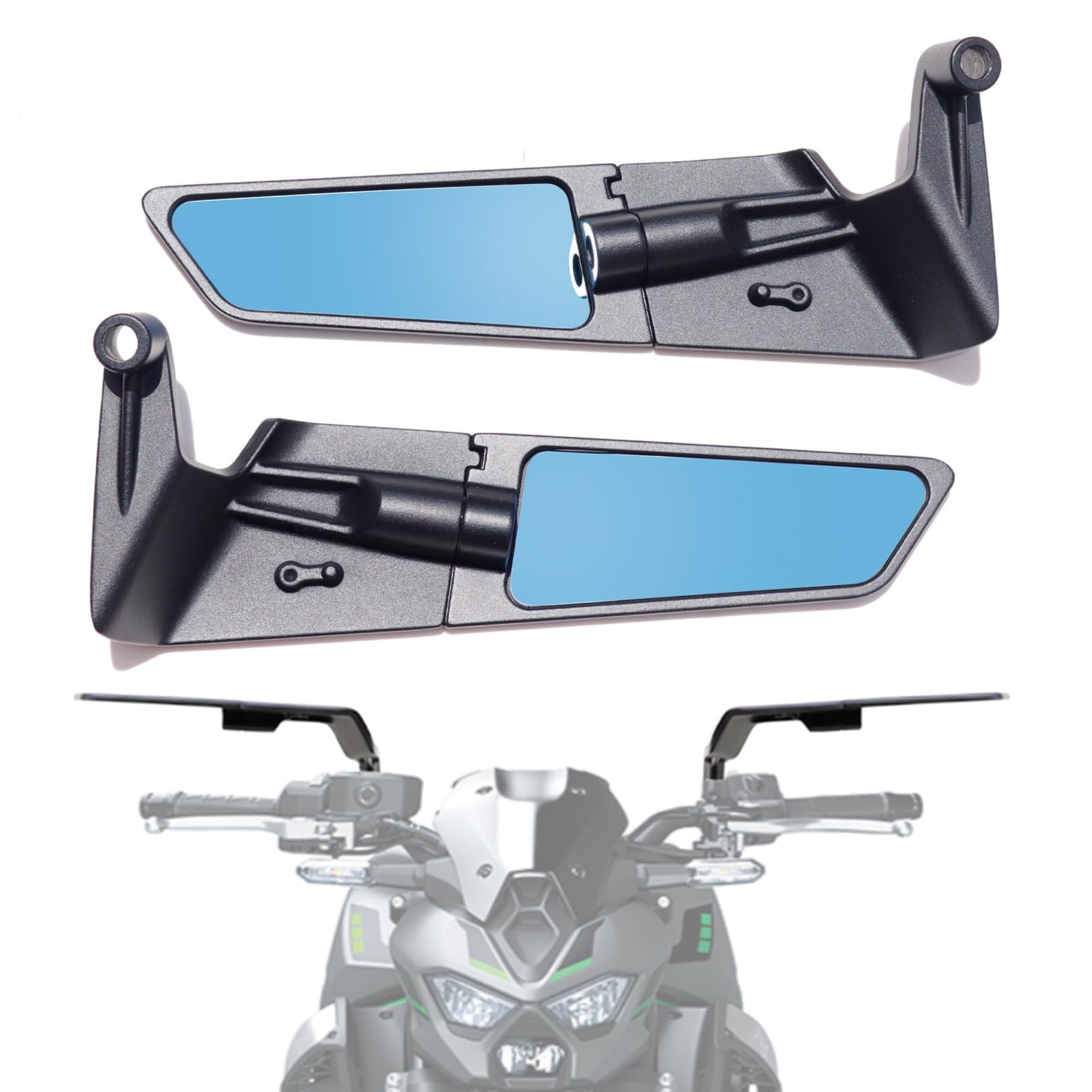 Photo 1 of Xintre Large Size Motorcycle Mirrors Anti-glare Rotating Stealth Wind Wing Side Rear View Mirrors Compatible with Duke 390 250 Yamaha MT-07 MT-09 Kawasaki Z400 Z650 Z900 Z1000 Street Bike Mirror etc