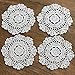Gracebuy Pack of 4PCS White 7 Inch Round HANDMADE Crochet Lace Placemats Coasters