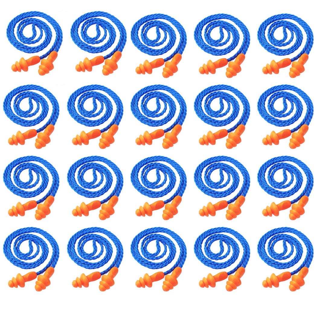 AOUTACC 50 Pack Silicone Ear Plugs,Reusable Corded Hearing Protection Earplugs for Sleeping Shooting Snoring Swimming Construction Work