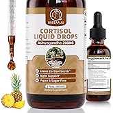 BBEEAAUU Cortisol Supplements for Women & Men, with 200mg Ashwagandha, L-Theanine & Phosphatidylserine, 21-in-1 Cortisol Manager Reducer Liquid Drops, Support Night, Focus & Energy, Pineapple, 60ml