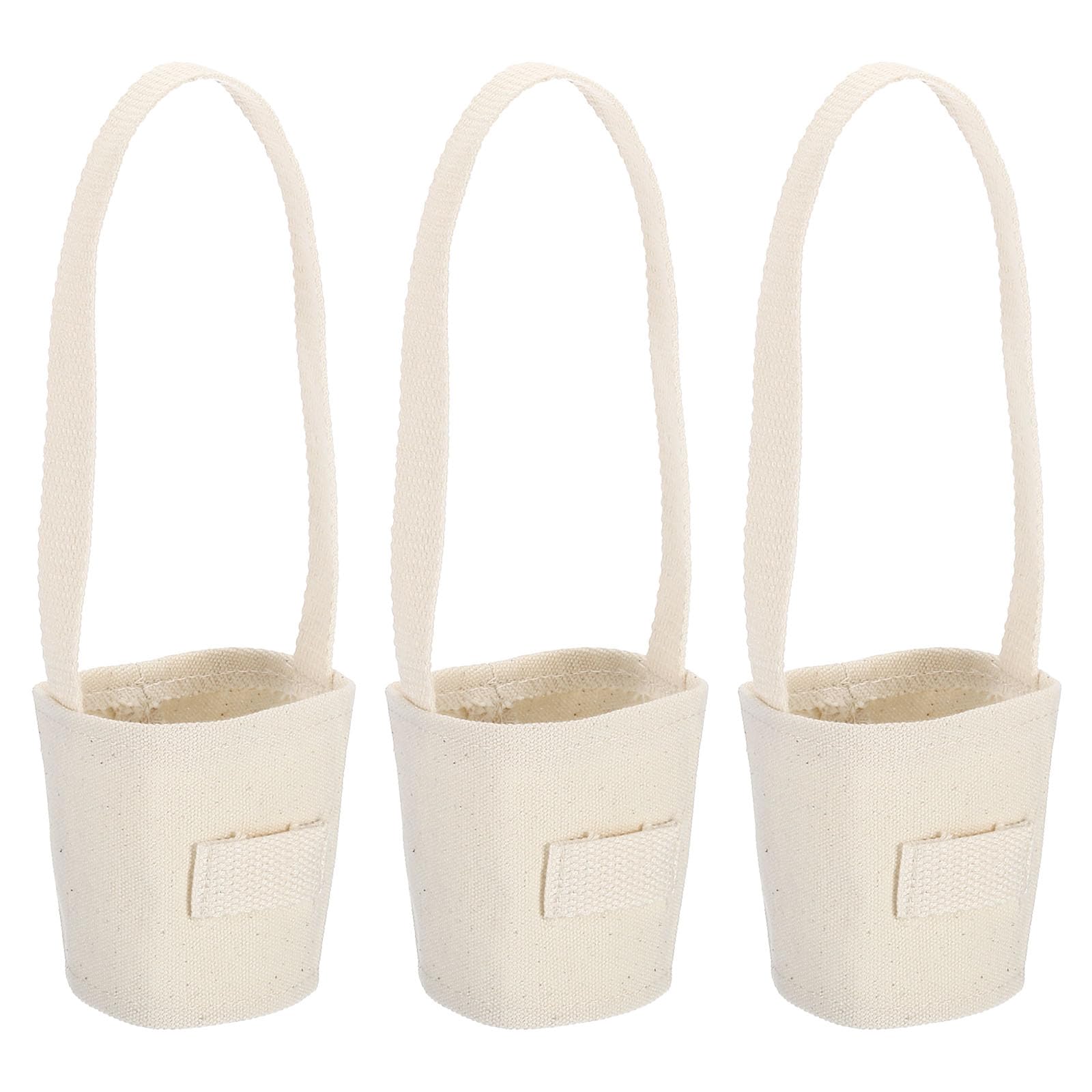 PATIKIL Coffee Cup Sleeve with Strap, 3 Pcs Water Bottle Holder with Straw Holder, Reusable Canvas Portable Water Bottle Carrier for Water Bottle, Coffee for Hiking, Biking, White