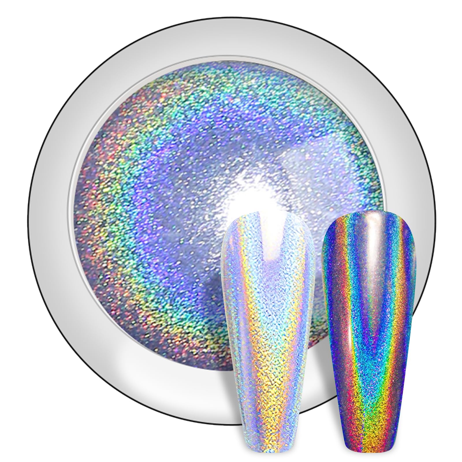Holographic Chrome Nail Powder Rainbow Laser Mirror Effect Nail Chrome Powder Metallic Nail Art Pigment Decorative Manicure