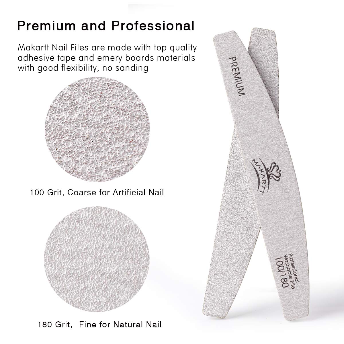 Makartt Zebra Nail Files 100 180 Grit for Poly Nail Extension Gel and Acrylic Nails Emery Boards Doubled Sides Washable 10 Nail File Manicure Tools : Beauty