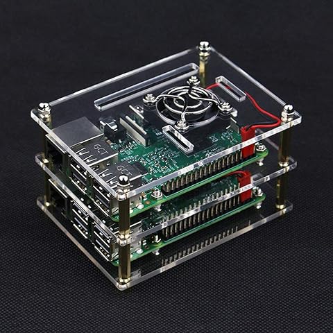 #N/A Estuche Acrílico De 2 Capas Estuche Transparente con Ventilador De CPU para Raspberry