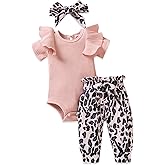 fioukiay Preemie Newborn Baby Girls Clothes Infant Little Kids Romper Bodysuit Pants Headband Clothing Set Summer Outfits