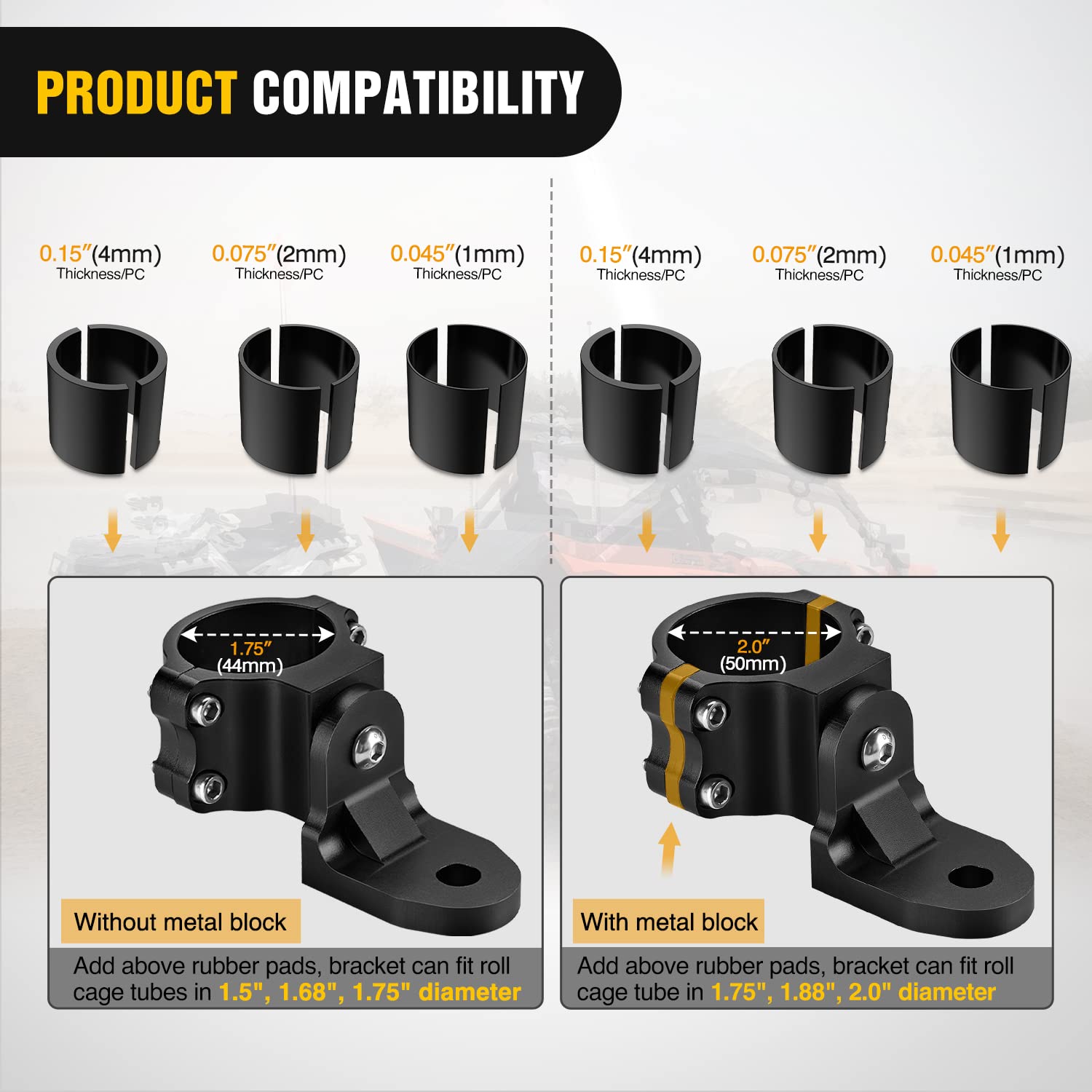 Nilight UTV Flag Antenna Mount Whip Light Mounting Bracket Black Adjustable Heavy Duty for 1.5 to 1.75inch 1.75 to 2inch for Polaris RZR Ranger Can Am Maverick X3 Talon, 2 Years Warranty