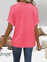 EyMuse Cute Basic Tops t-Shirts Short Sleeve V Neck