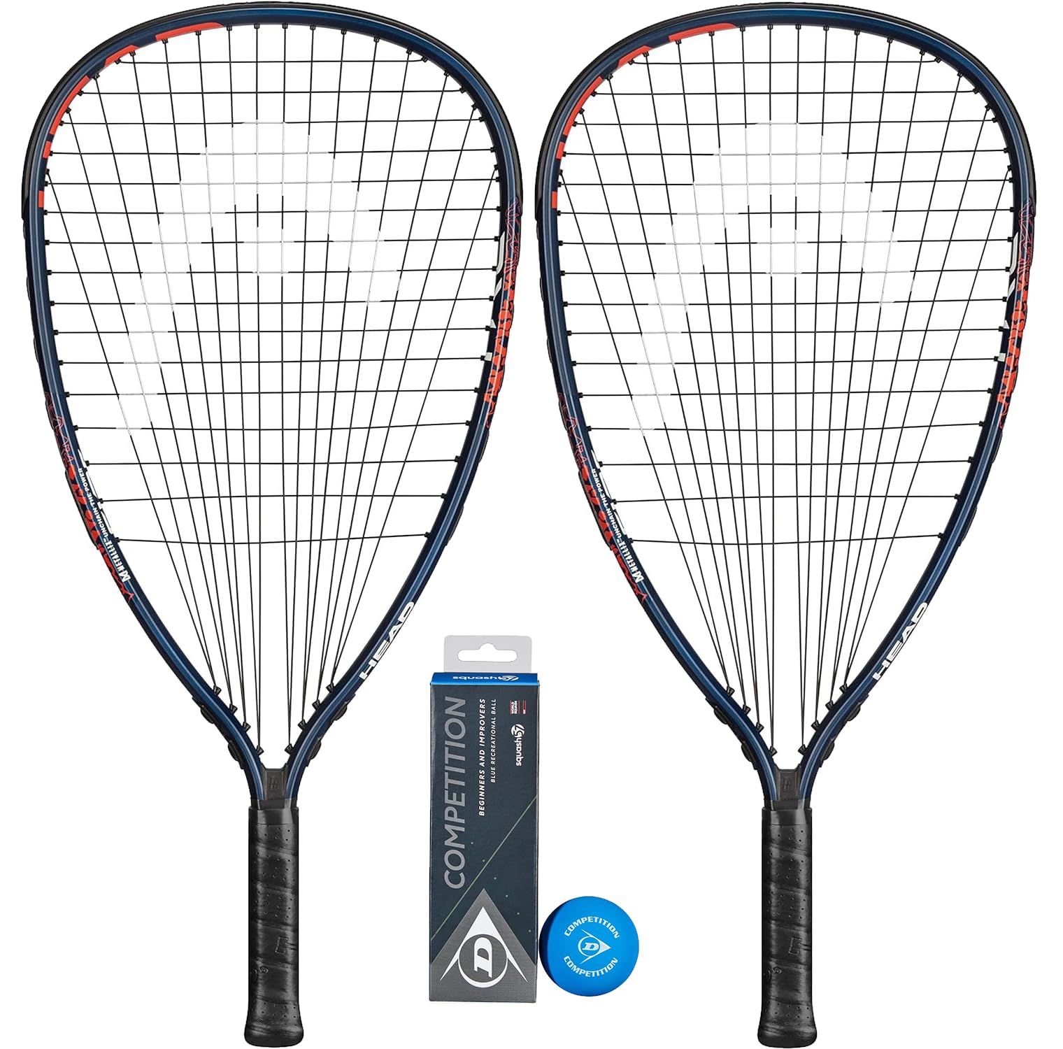 HEAD MX Fire Twin Racketball Set with 3 Racketball Balls