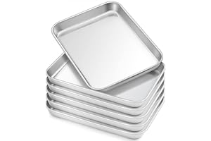 HaWare 7.3" x 5.3" x 0.8" Kids Plates, 6-Piece Stainless Steel Toddler Plates, Metal Dinner Dish for Children, Feeding Baking Camping Tray, Reusable Dinnerware, Non-toxic, Oven Safe & Dishwasher Safe