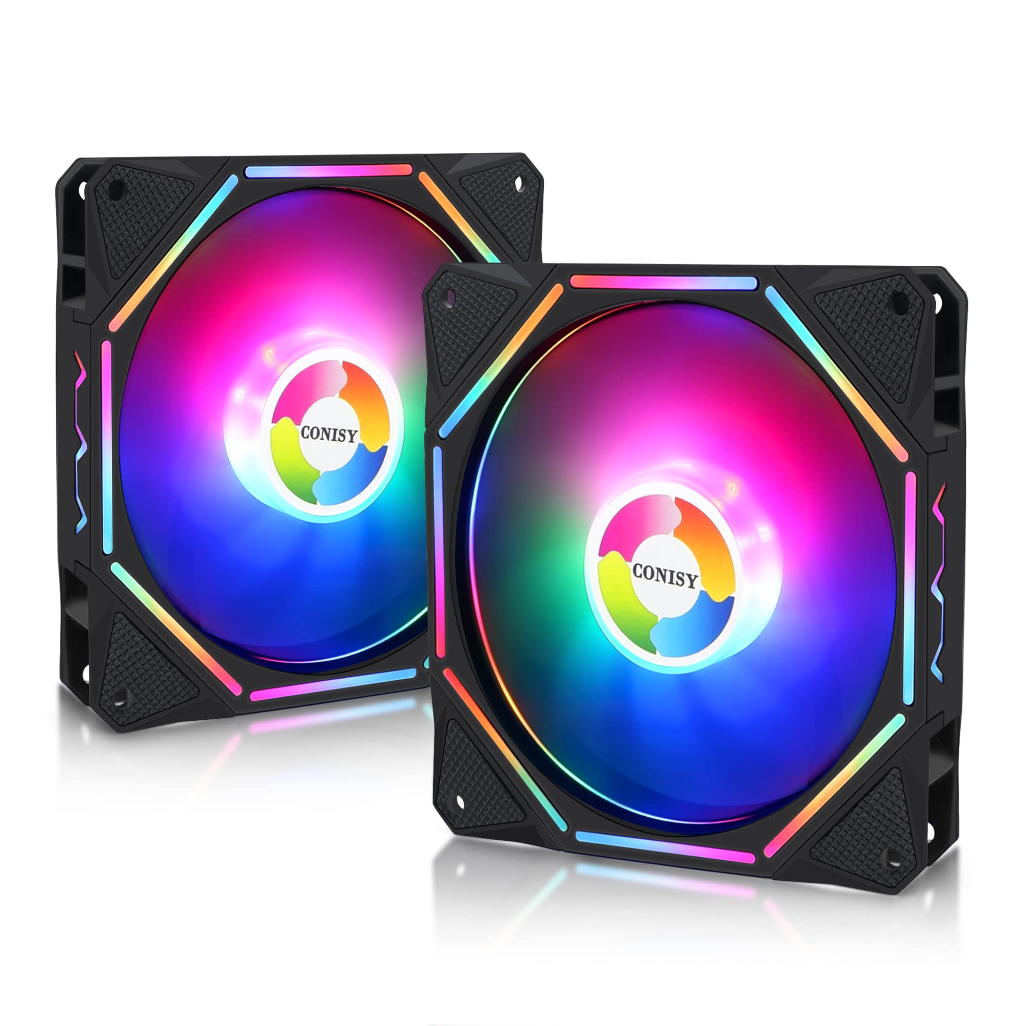CONISY 120mm PC Case Fan Ultra Quiet LED Desktop Computer Cooling Fans (Colorful)