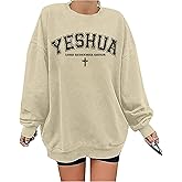 Christian Oversized Sweatshirts for Women Yeshua Lord Redeemer Savior Graphic Pullover Top Casual Loose Fit Outfits