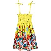 KAKU NANU Girls Summer Dresses Tween Kids Sleeveless Sundress Boho Smocked Tie Strap Outfit 3-11 Years