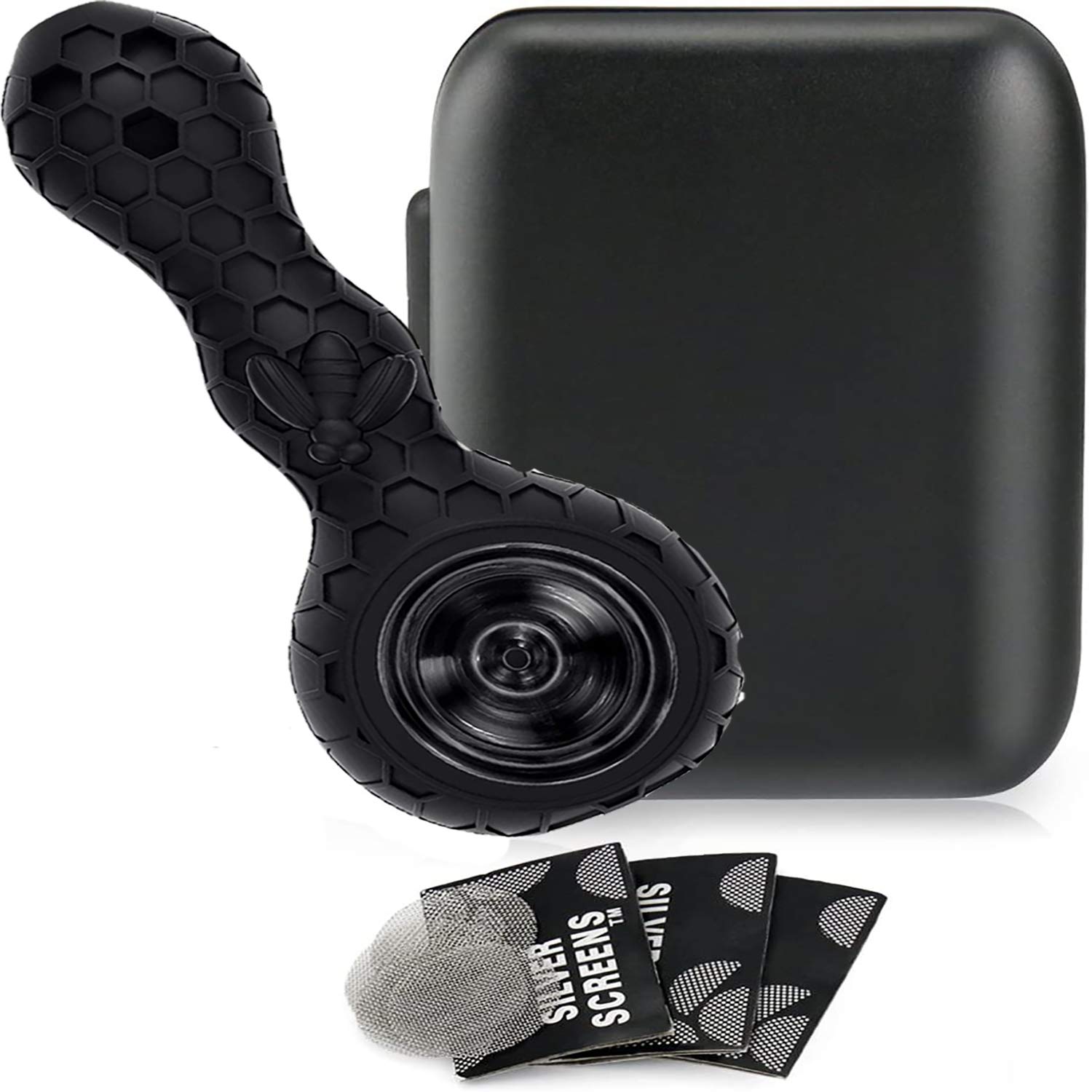 New Smoking Pipe, Silicone Pipe with a Spoon Thick Small Unbreakable Pipe Heat Resistant Chunky Beautiful Gift for Father Husband and Collector Enthusiast Easy Clean Anti-Block Desig (Black)