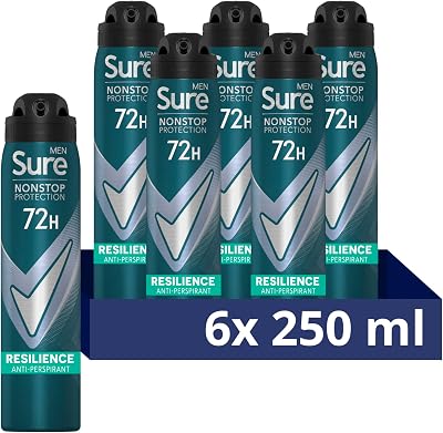 Sure Men Nonstop Protection Resilience Anti-Perspirant Aerosol 6x250 ml
