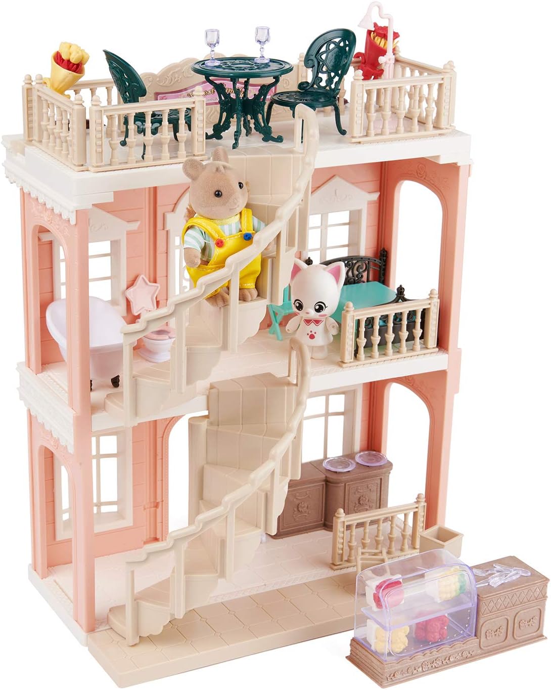 FULIM DIY Dollhouse Kit Set - Portable Doll House Playset Toddler Toys for 3 4 5 6 Year Old Girls Kids with Furniture Accessories and Two Critters, Halloween Christmas Birthday Gifts