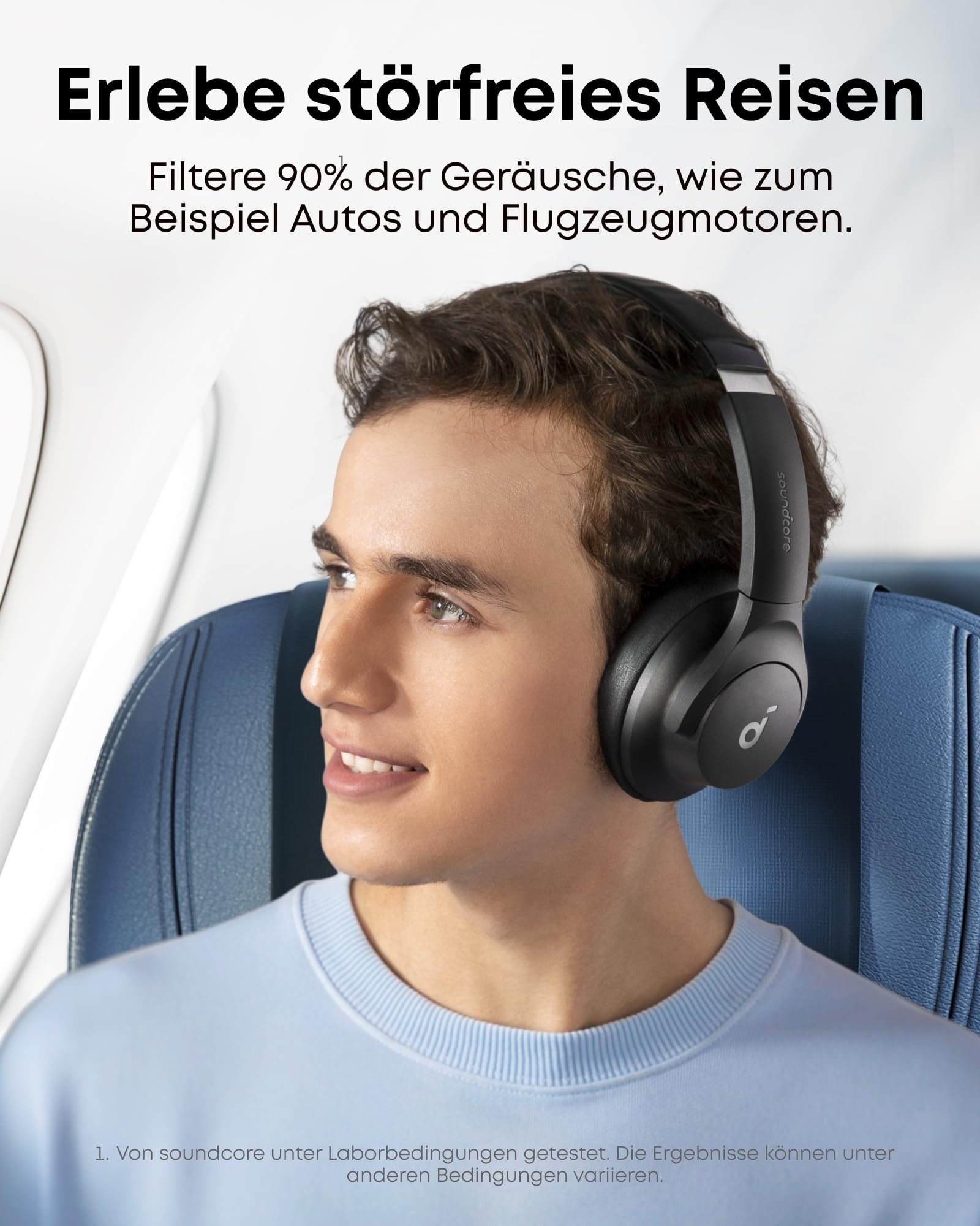 soundcore by Anker Q20i kabelloser Bluetooth Over-Ear-Kopfhörer mit Hybrid Active Noise Cancelling, 40h Spielzeit im ANC-Modus, Hi-Res Audio, tiefer Bass, Personalisierung per App(Schwarz) 2
