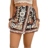 Floerns Women's Plus Size Summer Skorts Floral Wrap Tie Side Wide Leg Boho Skirt Shorts