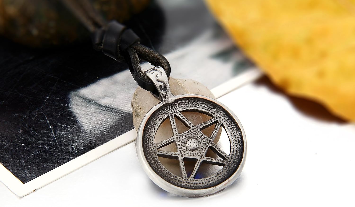 JewelryWe Gifts for Mum Womens Pentacle of Life Pentagram Wiccan Pagan Gothic Pendant Necklace with Blue Rhinestones (with Gift Bag) - Image 5