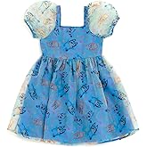 Bluey Girls Square Neck Organza Dress Toddler to Big Kid Sizes (2T - 10-12)