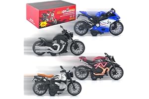 BOBUEXER 4-in-1 Pull-Back Motorcycle Toy Set for Kids - Friction Powered with Lights,Sounds & Automatic Drive,Toys for Ages 2-4,Birthday Gifts for Toddler Age 3+