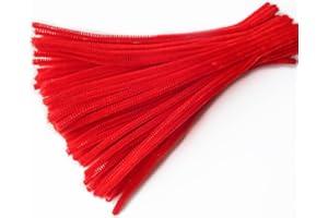 Lumintutu 100 Pieces 7mm x 12 Inch Pipe Cleaners, Thick Fuzzy Red Chenille Stems for Craft Supplies Kids DIY Art Decorations
