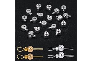 SONG XI Songxi 60pcs Round Silver Plated Stopper Crimp Beads for Jewelry Making, 4.7x3.1mm Brass End Caps for Bracelet Necklace Earring, Art and Crafts, Loose