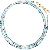 Natural Beaded Gemstone Choker Necklace,Smooth Rondelle Bead, Birthstone Necklace, Energy Healing Crystal, Gift For Her, 925 Sterling Silver Jewelry 18 Inch