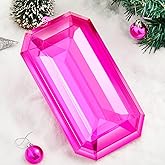 Syhood 9.5 Inch Jumbo Jewel Ornament Large Jewel Ornaments for Christmas Tree Acrylic Glitter Christmas Gem Hanging Decorations for Xmas Wedding Holiday Party Decor(Pink, Rectangle)