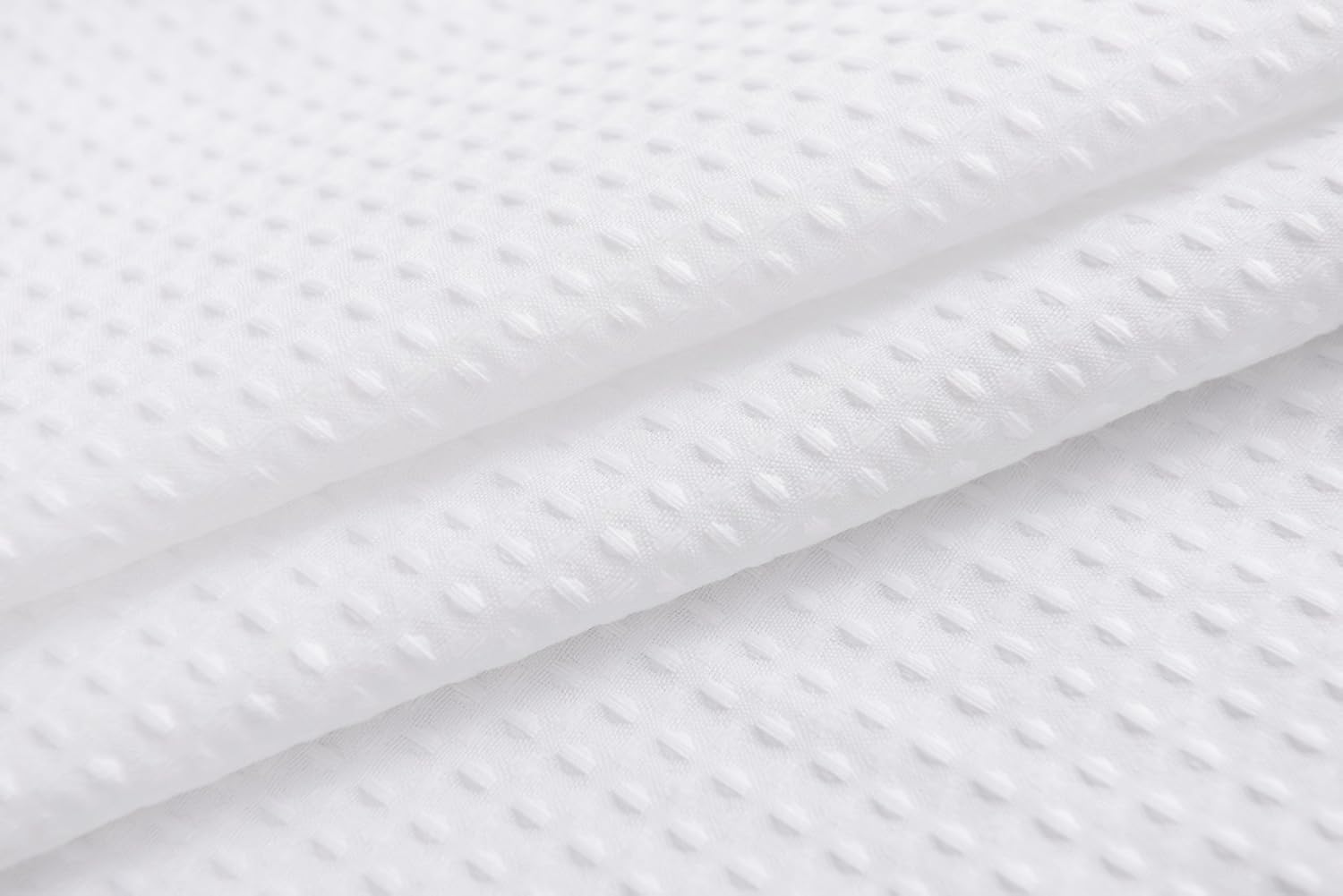Waffle Weave Fabric Shower Curtain 230 GSM Heavy Duty, Spa, Hotel Luxury, Water Repellent, White Pique Pattern, 71 x 72 Inches Decorative Bathroom Curtain: Home & Kitchen