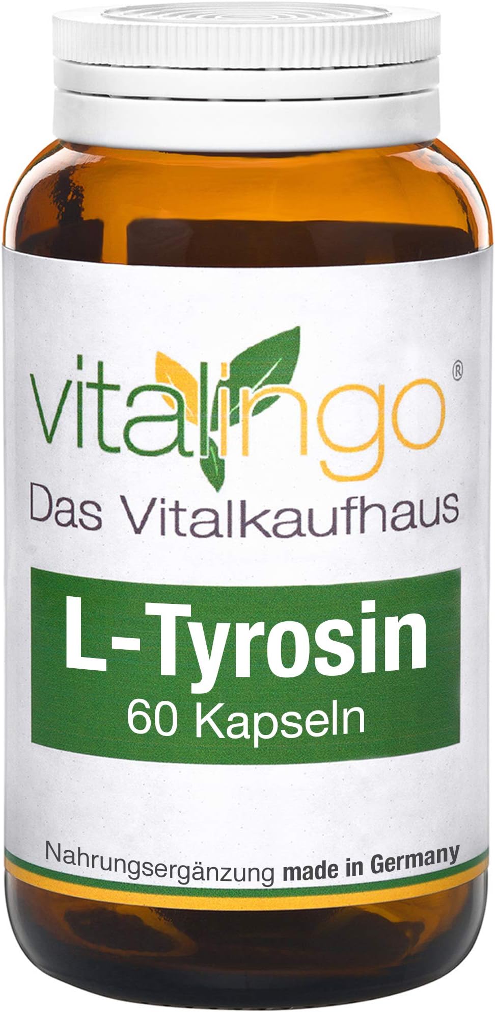L-Tyrosine Capsules 60 x 500mg L-Tyrosine Capsules with 100mg Methyl Cellulose (Vegicaps 400mg L-Tyrosine, Powder in a Capsule Case for Vegetarians)