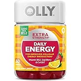 OLLY Extra Strength Daily Energy Gummy, Caffeine Free, 1000mcg Vitamin B12, CoQ10, Goji Berry, Adult Chewable Supplement, Berry Yuzu Flavor - 60 Count