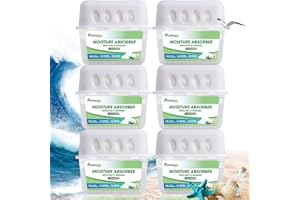 Pureegg Moisture Absorbers Reusable Box - 6 Packs, Ocean Breeze, Odor Absorber, 14 Oz Efficient Humidity Absorber for Kitchens, Bathrooms, Basements, Closet Odor Eliminator for Fresh Air