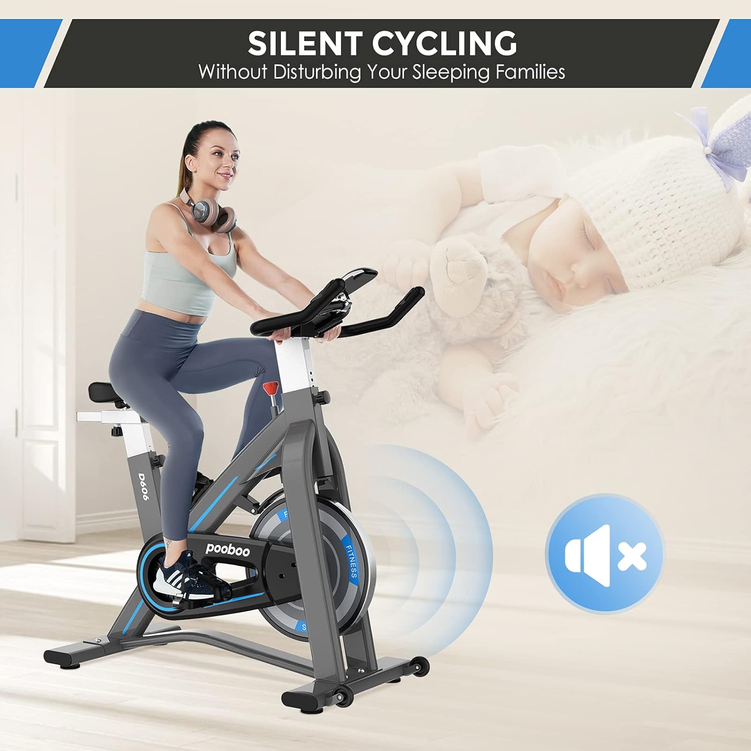 pooboo Exercise Bikes Stationary - Indoor Cycling Bike Magnetic Exercise Bike with Quiet Belt Drive and LCD Monitor, Fitness Bike for Home Cardio Workout : Sports & Outdoors