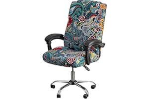 Printed Office Chair Covers, Stretch Office Chair Covers, Soft Fit Universal Desk Rotating Chair Slipcovers with Zipper for S