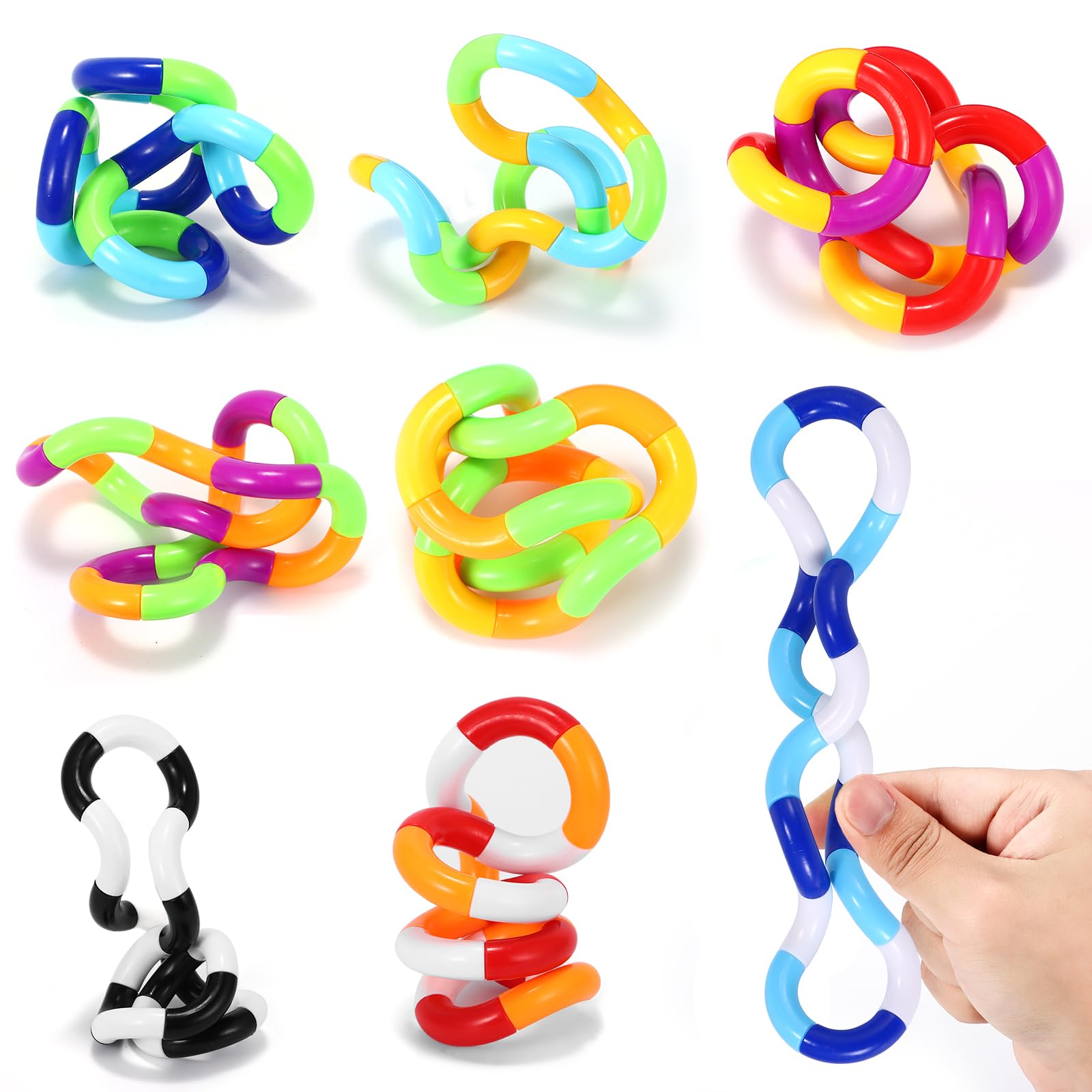 Tangle Fidget Toy, 8PCS Twisted Fidget Toys for Kids & Adults, Focus Concentration Provide Relief With Stress Anxiety Sensory Fidgets Toy, Feeling Winding Toys Brain for School Office Finger Gift