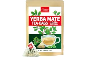 TeeLux Yerba Mate Tea Bags, 3g/bag, Unsmoked Yerba Mate Tea, Rich in Antioxidant, Hot & Iced Tea, 50 Count