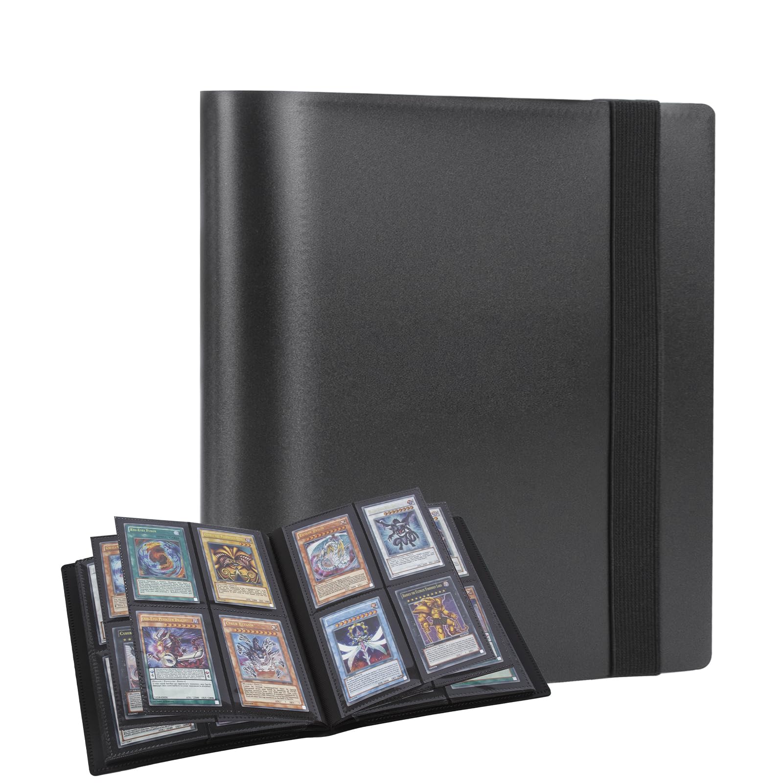 ECOSEAO 4-Pocket Trading Card Album, 160 Pockets Card Binder, Card Collection Folders for MTG, Trading Card Binder Album Holder for TCG football Photographic Cards(Black)