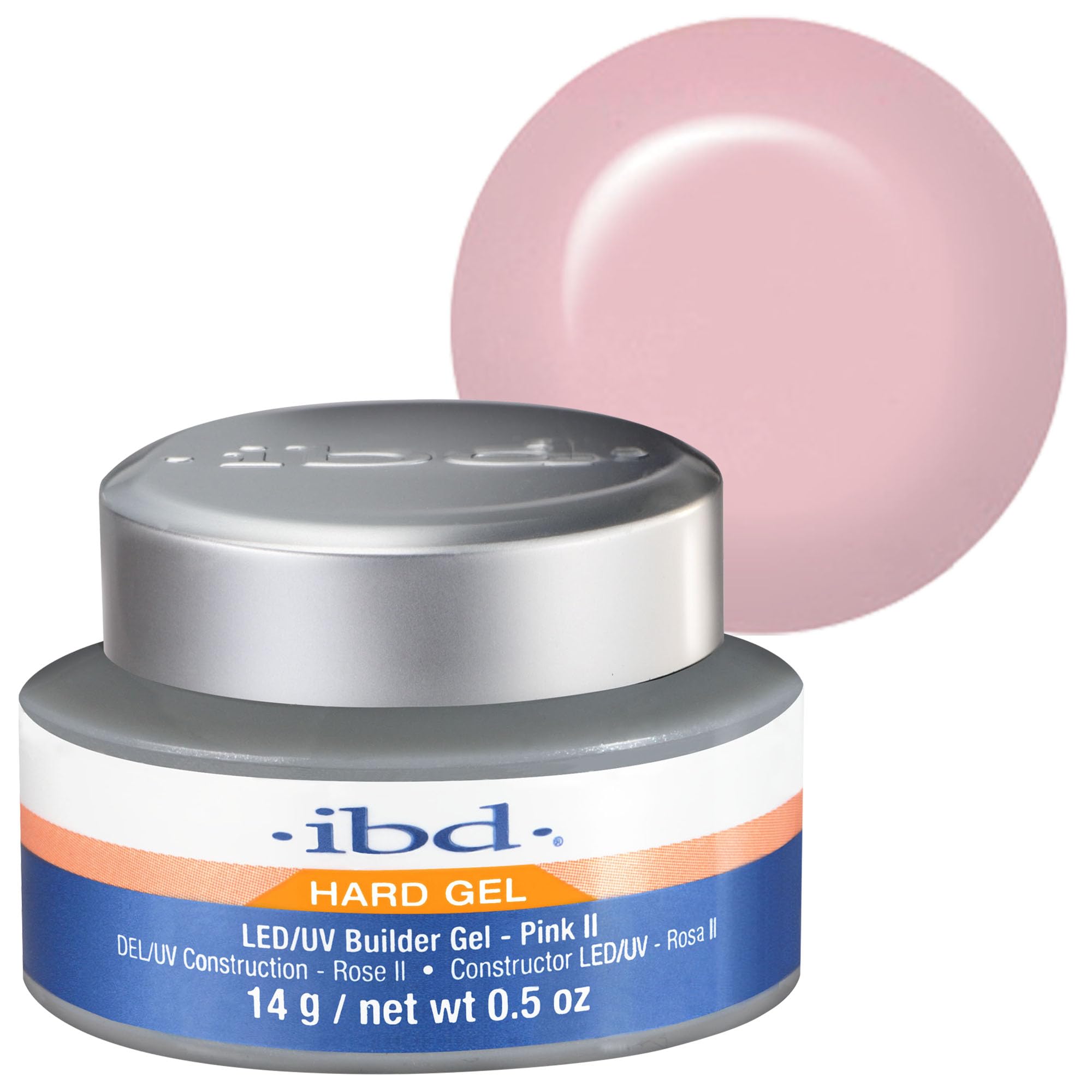 IBD Hard Gel - LED/UV Builder Gel Pink II, 1 pack (1 x 14 g) - MADE IN USA - Nail building at home - without appointments and noisy nail salons