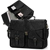 RAINSMORE 17.3 Inch Men's Messenger Bag, PU Leather Laptop Briefcase for Work, Office & Business Travel, Spacious Satchel Bag