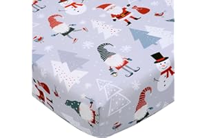 Cloele Christmas Crib Sheet Snowman Fitted Sheet for Boys Girls - 1 Pack Baby Nursery Sheet Cozy Bed Sheet for Standard Crib and Toddler Mattresses - Grey Crib Mattress Infant Toddler Sheet