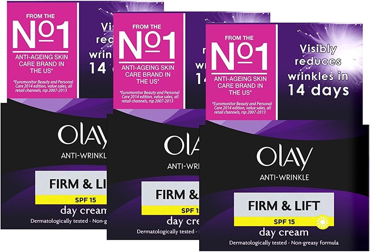 Olay Anti-Wrinkle Firm & Lift Day Cream SPF 15 50ml (Pack 3), 50 ml (Pack of 3)
