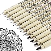Muchcute Micro Fineliner Drawing Art Pens,12 Black Art Supplies Adult Craft | Waterproof Archival Ink Artist Fine Line Markers Liner, Sketch Outline Anime Gifts Manga Sketching Watercolor Zentangle Stuff