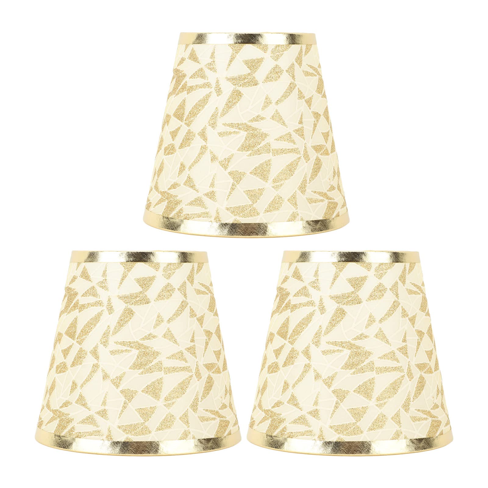 BORDSTRACT Fabric Lampshade 3PCS - Clip on Barrel Shade for E14 Bulb Chandelier Wall Table Lamp(Gold)