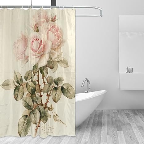 Bad Vorhang für die Dusche 152,4 x 182,9 cm, Vintage Shabby Chic Pink Rose Blumen, Polyester-Schimmelfest-Badezimmer Vorhang