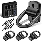 XaXmTee 1/2" Trailer D Rings Tie Down Anchors 4 Pack Heavy Duty Black Steel Bolt-On Forged D Ring with More Than 12000lbs Breaking Strength for Semi Truck Trailer RV Cargo Tie Downs