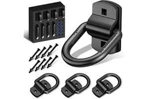 XaXmTee 1/2" Trailer D Rings Tie Down Anchors 4 Pack Heavy Duty Black Steel Bolt-On Forged D Ring with More Than 12000lbs Breaking Strength for Semi Truck Trailer RV Cargo Tie Downs